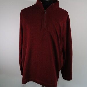 Van Heusen Sweater Mens XL Classic Fit 1/4 Zip Pullover Knit Mock Neck Red